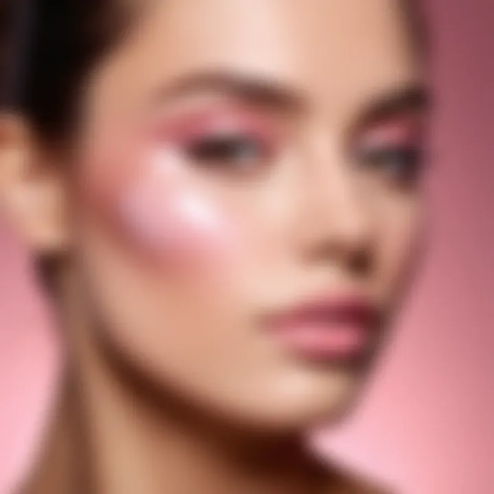 Soft powder pink blush applied on a cheekbone