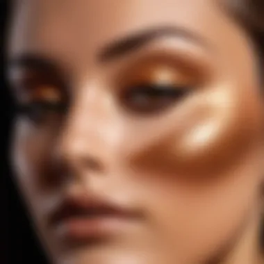 An elegant display of bronzer application techniques using brushes and sponges.