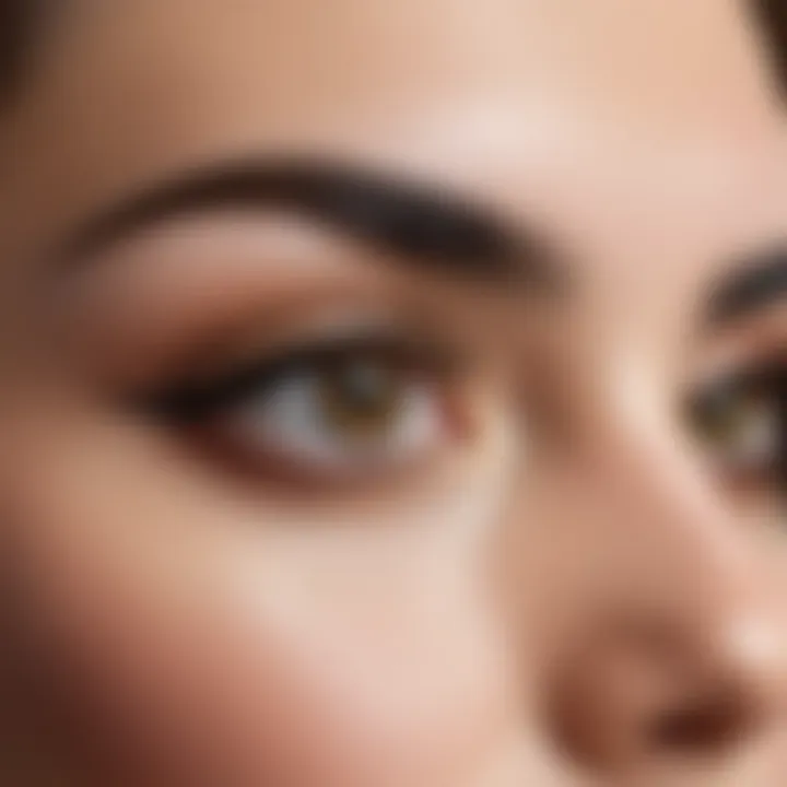 A side profile view highlighting the symmetry and elegance of thick straight eyebrows