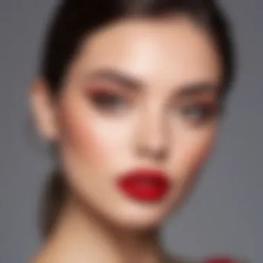 Subtle eye makeup using neutral tones to enhance the beauty of red lipstick