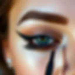 Elegant eyeliner application showcasing dramatic effects
