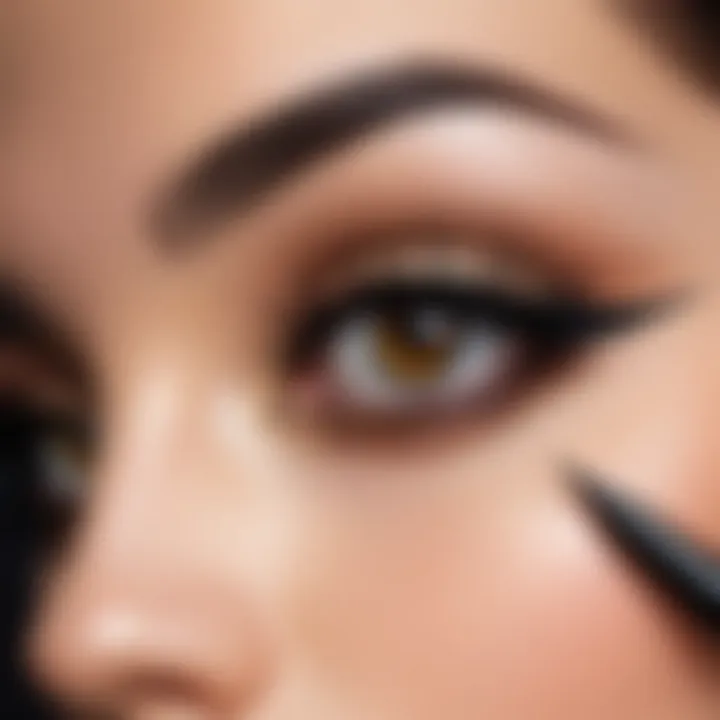 Close-up of various eyeliner types and shades