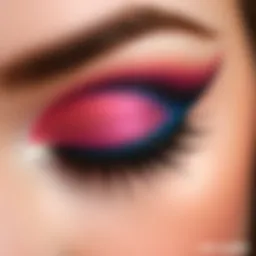 A close-up of beautifully blended eyeshadow showcasing vibrant colors