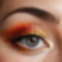 Close-up view of eye makeup application with an innovative tool