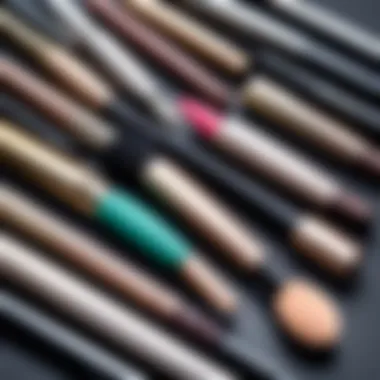 Various types of eye makeup applicators displayed elegantly