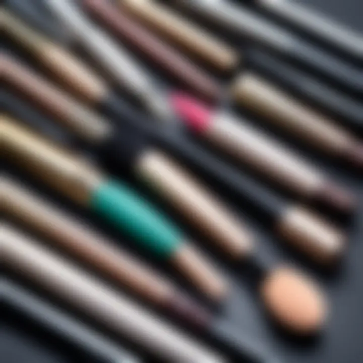 Various types of eye makeup applicators displayed elegantly
