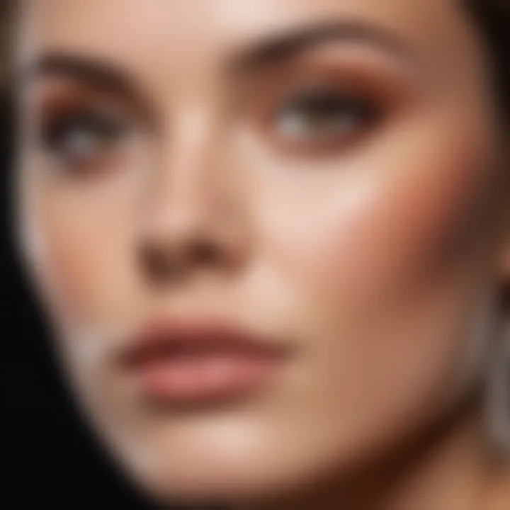 Close-up of skin texture after foundation application