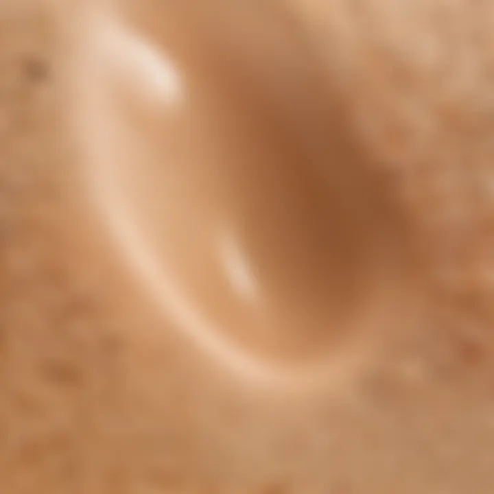 A close-up of a foundation-like sunscreen showing its texture on skin