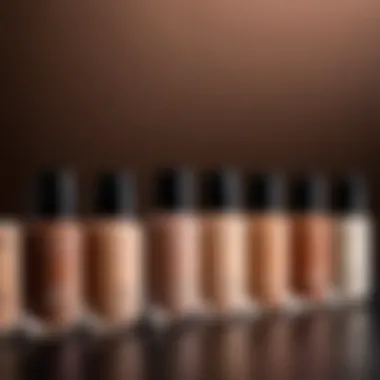 Various foundation products tailored for different skin types displayed artistically