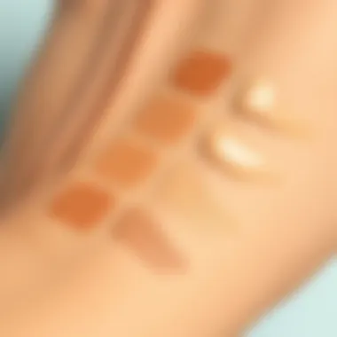 Close-up of skin swatches showcasing various foundation shades