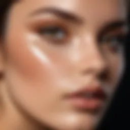 A flawless foundation application on a model's face showing smooth texture