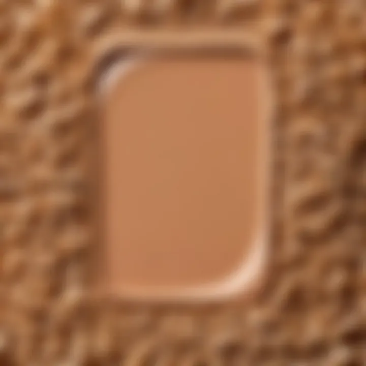 Close-up of a foundation swatch on wheat-toned skin