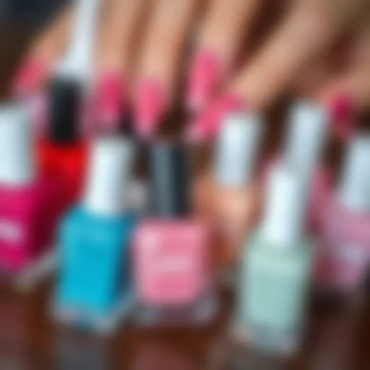 Selection of organic nail polishes for French manicure