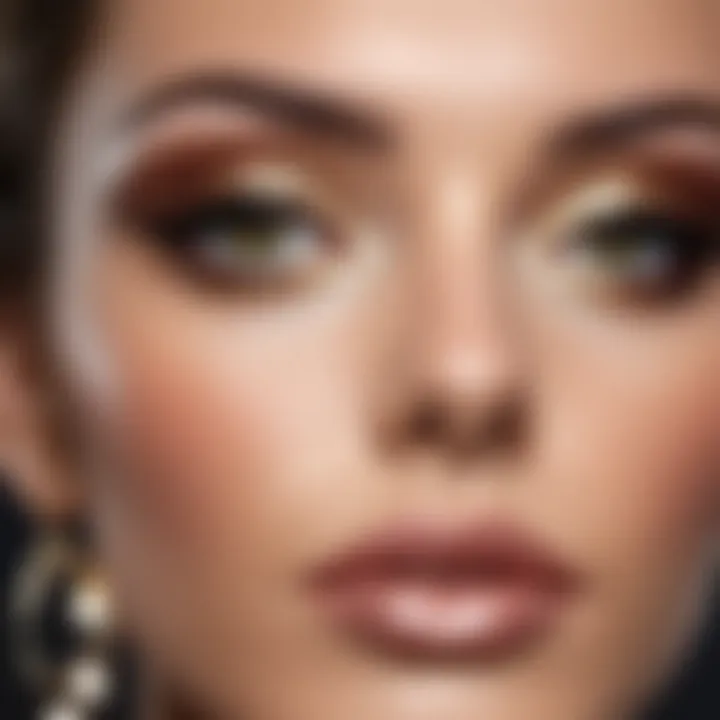 Model displaying a glamorous eye makeup look with shimmer