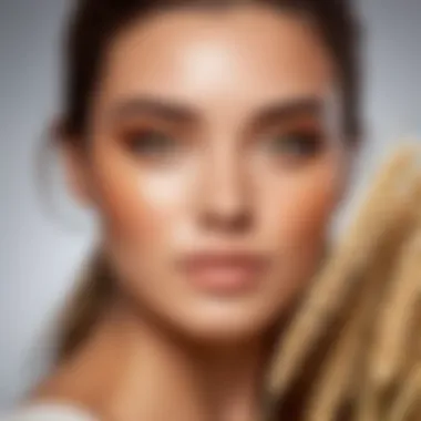 A close-up of a glowing complexion that highlights the features of wheat-toned skin.