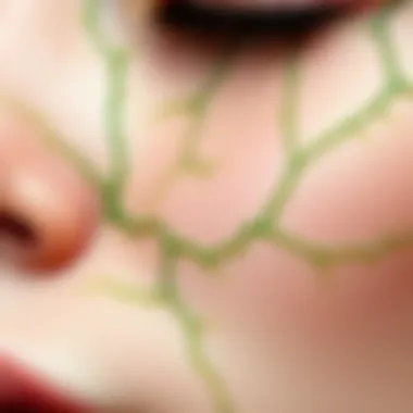 Detailed view of green veins on skin