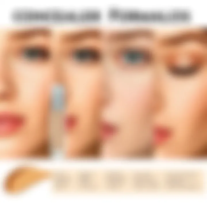 Comparative chart of concealer formulas and their effects.