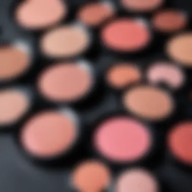 Selection of blush products suitable for round faces