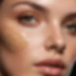 Close-up of flawless foundation application on textured skin