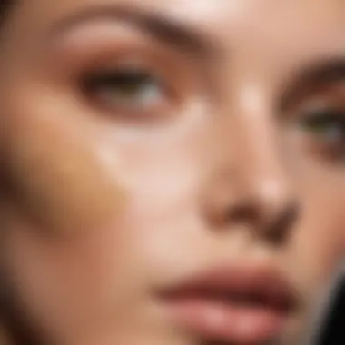 Close-up of flawless foundation application on textured skin