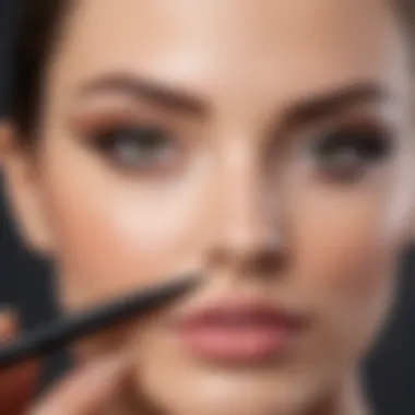 Graphic showing application techniques for hypoallergenic eyeliner.