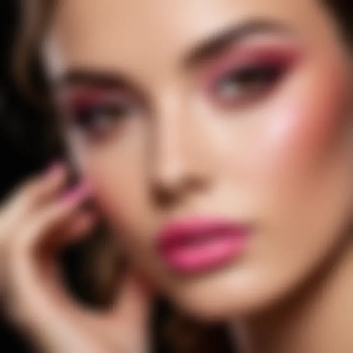 Model showcasing coffee undertone pink blush applied