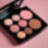 Close-up of coffee undertone pink blush on a makeup palette