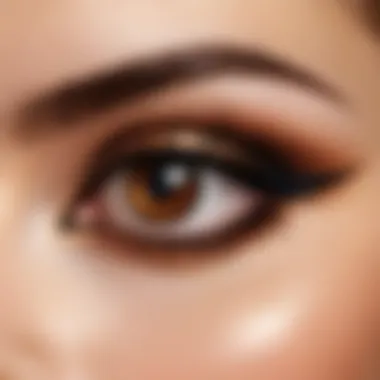 Close-up of eye makeup showcasing depth with brown hues