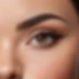 Close-up of a perfectly shaped eyebrow created with eyebrow pencil.