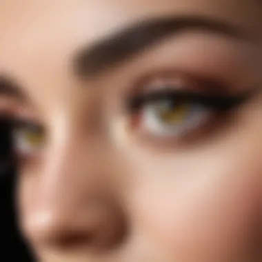 Close-up of beautifully applied eyelash makeup