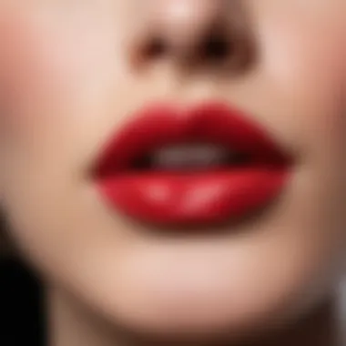 Close-up of Kiss Me lipstick showcasing its texture and color