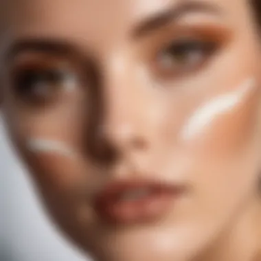 Close-up of latte makeup application on skin