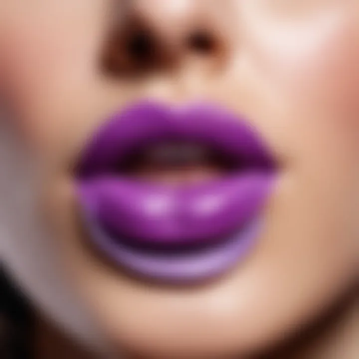 Swatches of lilac lipstick on a color palette