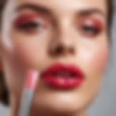 Glossy lip application technique