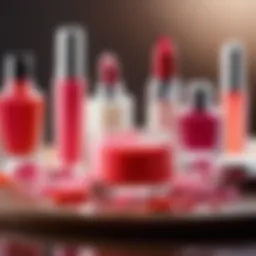 A vibrant array of lip gloss ingredients displayed artfully on a counter.