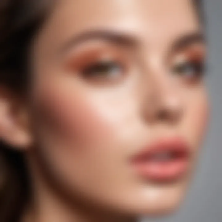 A model applying lip oil for a radiant look.