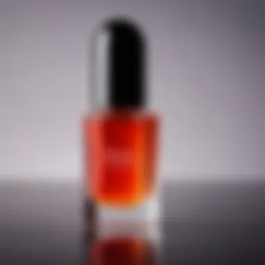 An elegant bottle of lip oil displayed on a vanity.