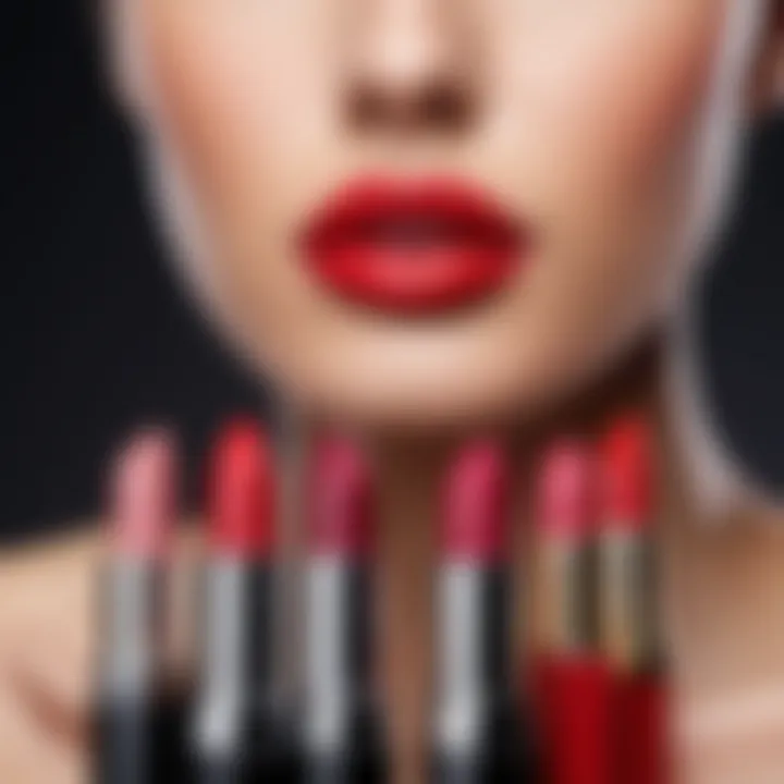 A variety of lip colors in different shades.