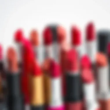 Diverse Lipstick Selection A showcase of various lipstick types and textures