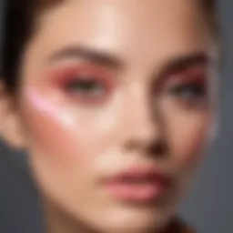 Application of liquid blush on a flawless complexion