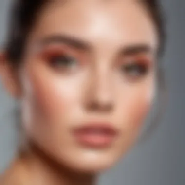 Close-up of a model showcasing radiant skin with liquid blush