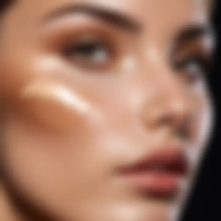 Close-up of liquid foundation being applied on skin