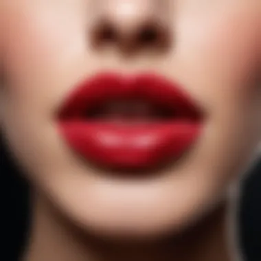 Close-up of lips with long-lasting lipstick.