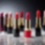 Close-up of luxury lipstick brands showcasing their premium packaging.