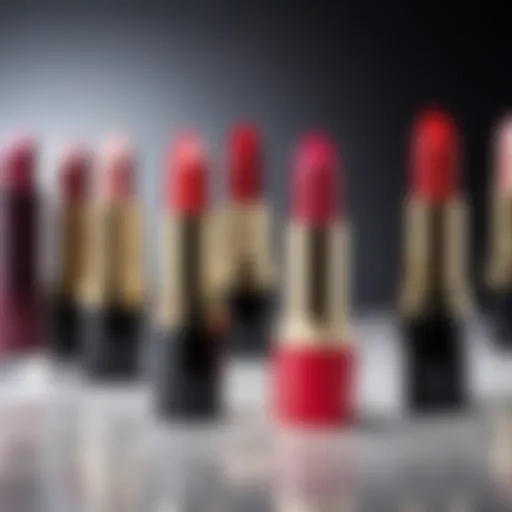 Close-up of luxury lipstick brands showcasing their premium packaging.