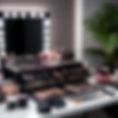 A beautifully arranged makeup station with tools for lash application