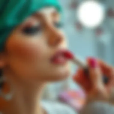 Makeup artist applying cool-toned lipstick to enhance features