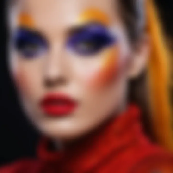 Dramatic stage makeup with bold colors