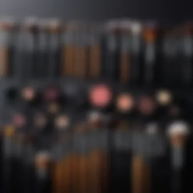 Elegant arrangement of makeup brushes and palettes