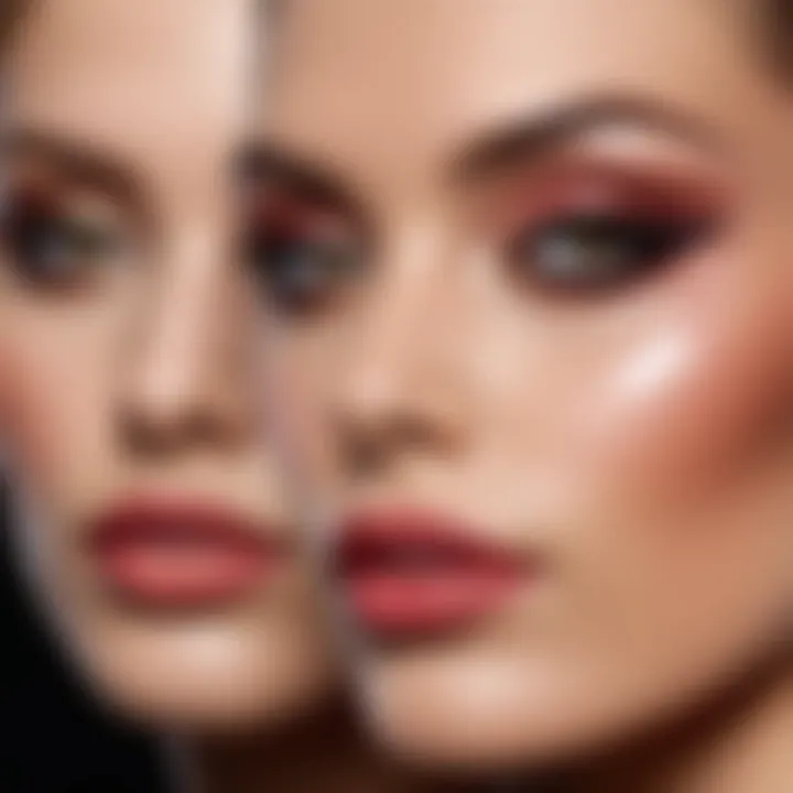 An artistic representation of makeup techniques tailored for various face shapes.